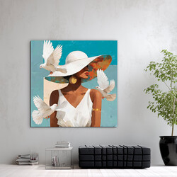 Elegantný obraz do obývačky - Dáma v klobúku