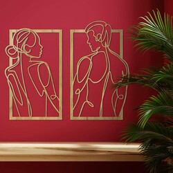 Wooden Wall Art - Man and Woman | Gold Craft Oak