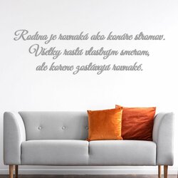 Drevená samolepka na stenu - citát o rodine | Strieborná