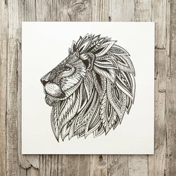 3D Wooden Engraved Wall Art - Lion | White