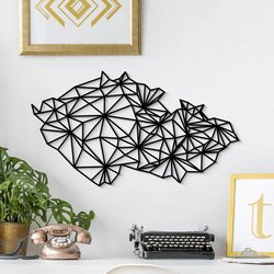 Polygonální mapa Česka na stěnu | Černá