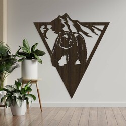Cut-out 3D Wall Art from Wood - Bear | Wenge