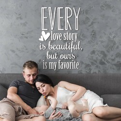 Wooden Quote about Love - Every Love Story... | White