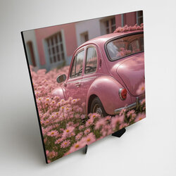 Tablou vintage pe lemn - VW Beetle