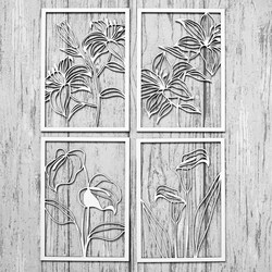 Multi-part Wooden Wall Art of Flowers - Scent of Summer | White