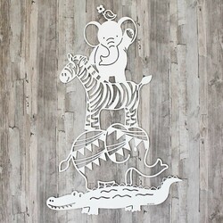 Drevená nálepka na stenu - zvieratká | Biela