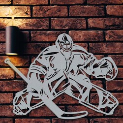 Dárek pro hokejistu - Dřevěný obraz Brankář | Stříbrná