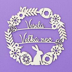 Drevený veľkonočný veniec na dvere  | Biela