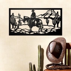 Wooden Wall Art - Western Cowboy | Black