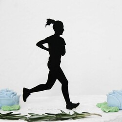 Drevený zápich na tortu s menom - Bežkyňa žena | Čierna