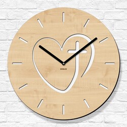 Drevené hodiny pre veriacich - Kríž v srdci | Javor