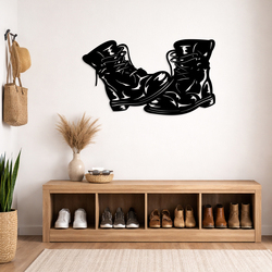 Drevený obraz do chodby - Topánky | Čierna