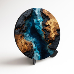 Kruhový epoxidový obraz - Pulz Zeme (UV tlač)