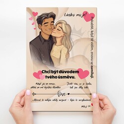 CZ - Dřevěná tabulka na zeď - Lásko moje