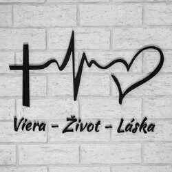 Drevená dekorácia na stenu - Viera, Život, Láska | Čierna