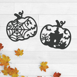 Halloweeni fa képek - Tökök 2db | Antracitszürke