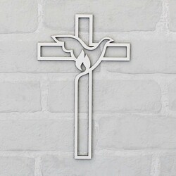 Christian Cross made from Wood on the Wall | White