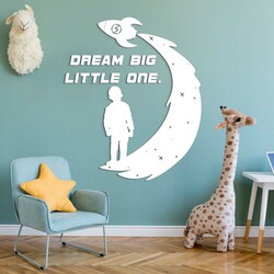 3D Sticker for Kids Room - Dream Big Little One | White