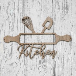 Wooden Kitchen Sticker - Rolling Pin | Tobacco Oak