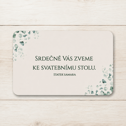 Dřevěná pozvánka ke svatebnímu stolu - Větvička