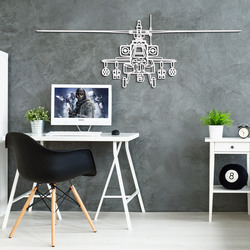 Tablou din lemn - Elicopter militar Apache | Alb