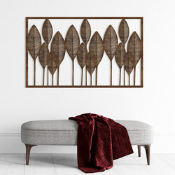 Wooden Wall Art - Leaves on Stems | Walnut