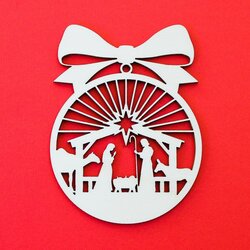 Vianočná guľa na stromček - Svätá rodina | Topoľová preglejka