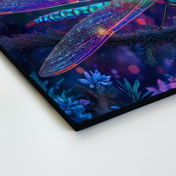 Drevený obraz - Neonová vážka