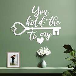 Wooden Love Quote on the Wall - Key | White