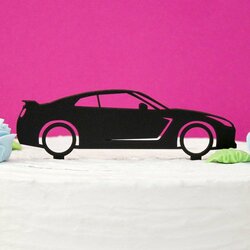 Drevený zápich na tortu - Auto  | Čierna