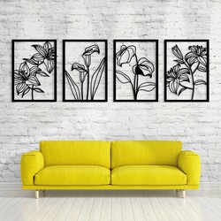 Multi-part Wooden Wall Art of Flowers - Scent of Summer | Black
