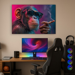 Pop-art painting - Chimpanzee with a cigar