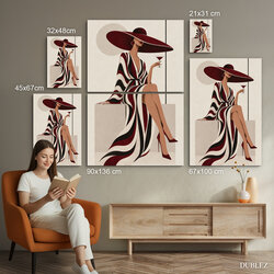 Tablou art deco a unei femei - Doamnă cu pălărie | 90x136 cm
