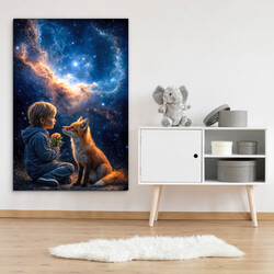 Drevený obraz na stenu - Malý princ a líška