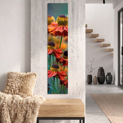 Úzký dřevěný panel - Květiny Helenium