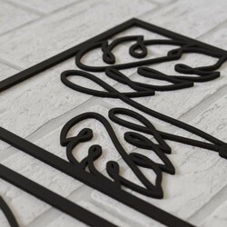 Drevené nálepky na stenu - Tanec kvetov | Čierna