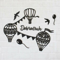 Sticker for Children&#039;s Room with Custom Text - 3 Balloons | Black