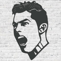 Fából készült falikép - Cristiano Ronaldo | Antracitszürke