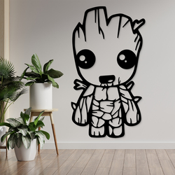 Dřevěný obraz - Baby Groot | Černá