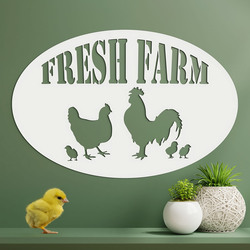 Tablou rustic - Cocoș și găină