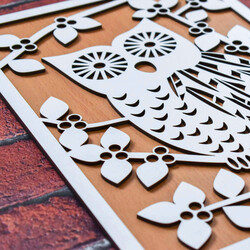 3D fakép - Bagoly | Fehér / Bükk