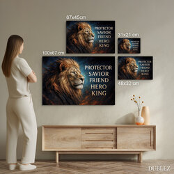 Drevený obraz - Lev - Protector, Savior, Friend, Hero, King