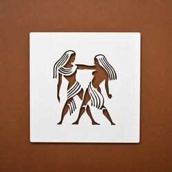 Drevená dekorácia - Znamenie Blíženci | Biela