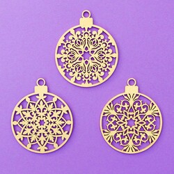 Christmas Balls - Set of 3 types, 2 pcs each (6pcs) | Gold