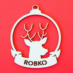 Vianočná guľa na stromček s menom  | Topoľová preglejka