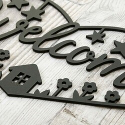 Wooden Wall Decoration - Welcome | Black