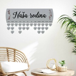 Drevený rodinný kalendár - Naša rodina | Strieborná