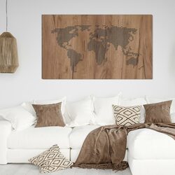 Modern Wall Art - World Map | Tobacco Oak