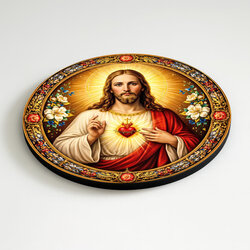 Drevený obraz Ježiša - Božské Srdce