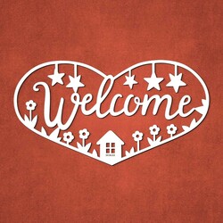 Wooden Wall Decoration - Welcome | White